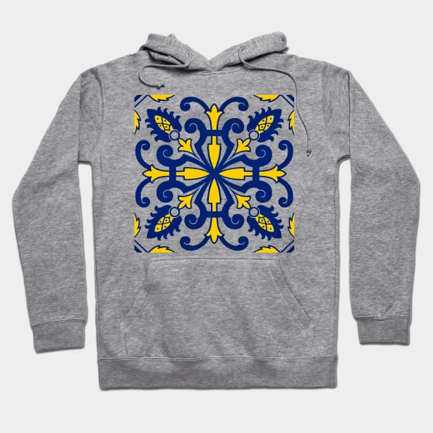 Traditional Nikea Moroccan Moors Portuguese Tiles Azulejo Graphic Pattern Hoodie by ernstc